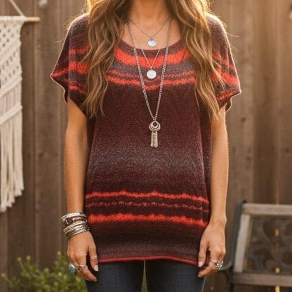 Free People Berry Comb Short Sleeve Sweater size XS